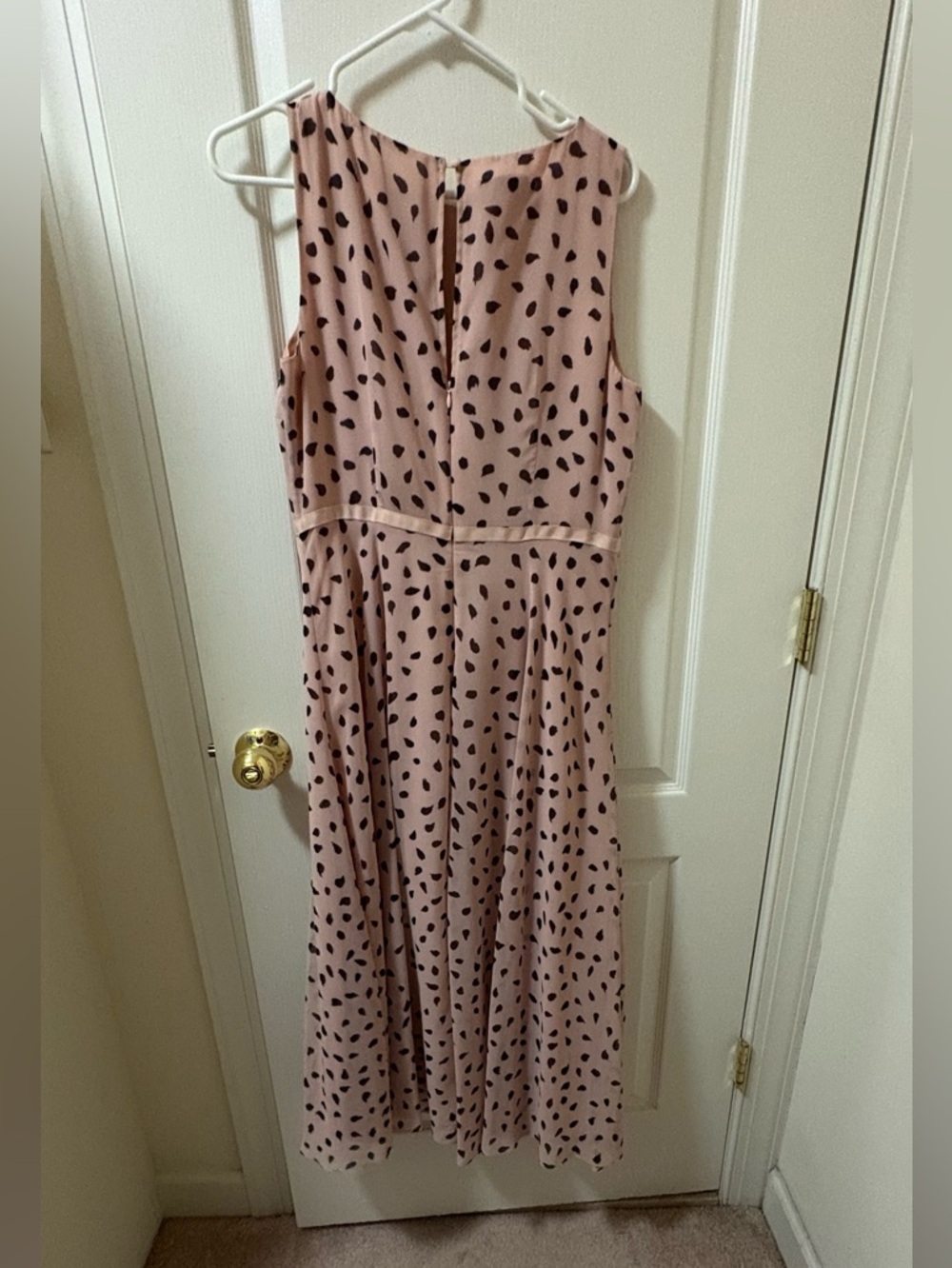 Hobbs London Sleeveless Spotted Midi Dress - Pink & Black | Size 8 - Picture 5 of 9
